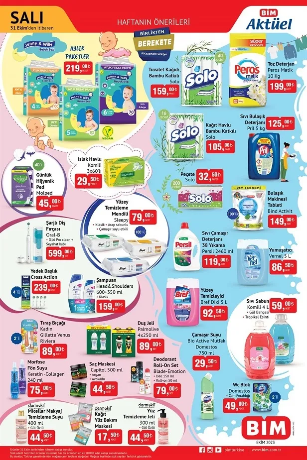 7 Kasım BİM aktüel ürünler kataloğu yayınladı! BİM afişinde 1,5 kg tost peyniri 219 TL’den, süt 22,75 TL’den, dev kağıt havlu 45 TL’den satılacak