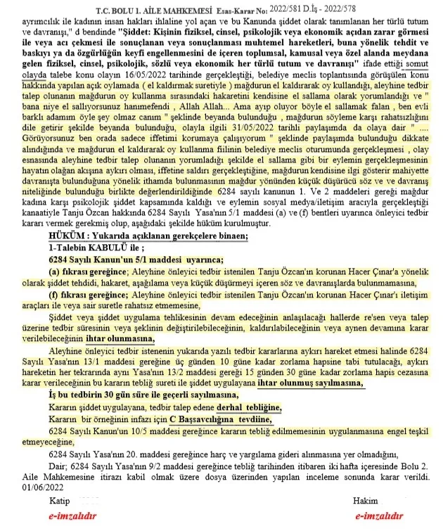 AK Partili üye Hacer Çınar, CHP’li Belediye Başkanı Tanju Özcan’dan korunacak! Türkiye tarihinde bir ilk...