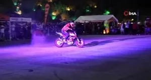 Ergan Dağında motosiklet akrobasi şov