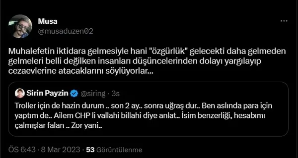 CHP yandaşı Şirin Payzın’dan AK Parti seçmenine tehdit: Son 2 ay