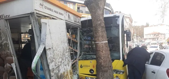Son dakika: Beyoğlu’nda İETT otobüsü dehşet saçtı: Halk Ekmek büfesine çarptı