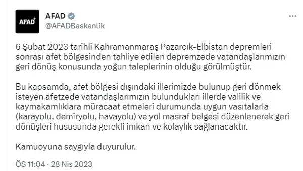 AFAD'dan son dakika açıklaması: Deprem sonrası geri dönüşler için yol masraf belgesi düzenlenecek - 2