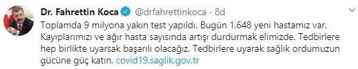 Son dakika: Sağlık Bakanlığı koronavirüs vaka sayılarını açıkladı