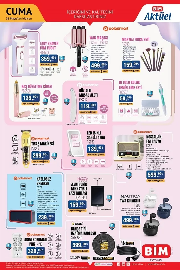 BİM 1 Haziran aktüel kataloğu yayınlandı! Haftanın indirimli ürünleri arasında halı temizleme makinesi, kablosuz speaker, elektrikli bisiklet satılıyor - 7