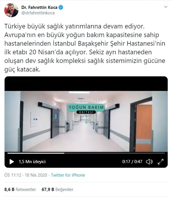 Türkiye’nin dev projesi Başakşehir Şehir Hastanesi sosyal medyaya damga vurdu!