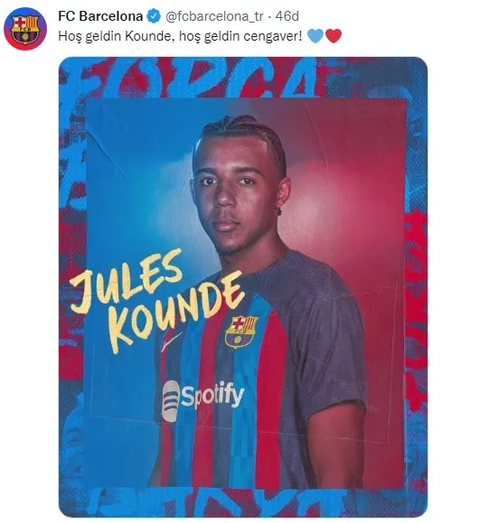 Barcelona CENGAVER diye duyurdu: Fransız futbolcu Kounde transferi tamam