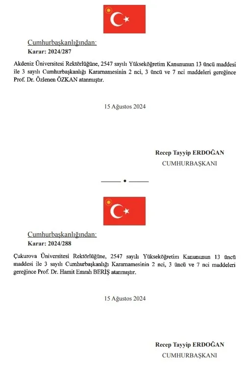 Atama kararları Resmi Gazete'de yayımlandı!