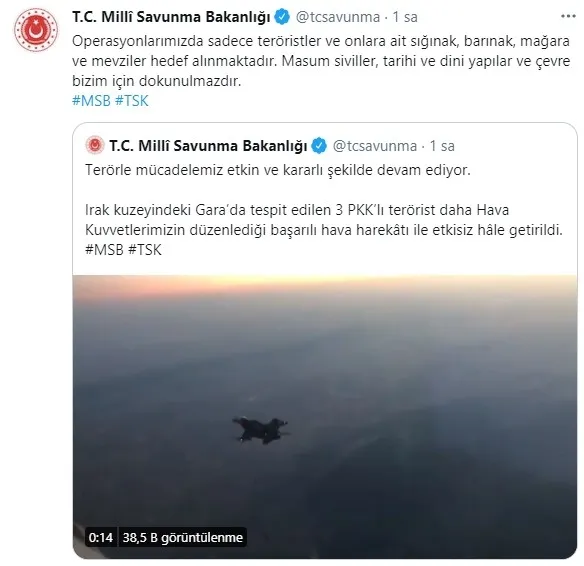 MSB'den operasyon açıklaması: Masum siviller tarihi-dini yapılar ve çevre bizim için dokunulmazdır - 1