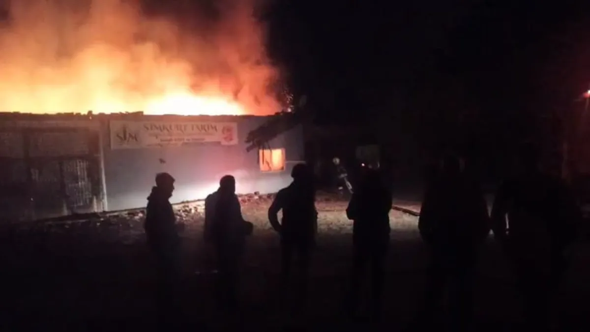 Amasya'da soğan deposunda yangın! Alevler geceyi aydınlattı