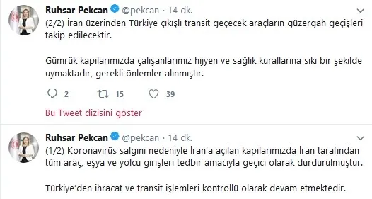 Son dakika: Ticaret Bakanı Ruhsar Pekcan'dan İran açıklaması - 1