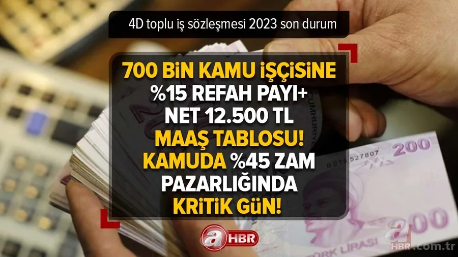 700 bin kamu işçisine %15 Refah payı+Net 12.500 TL maaş tablosu! Kamuda %45 zam pazarlığında kritik gün! 4D toplu iş sözleşmesi 2023 son durum 1