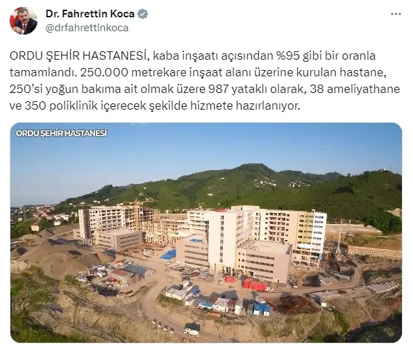 1688850567358.jpg Bakan Fahrettin Koca duyurdu: Ordu Şehir Hastanesi'nde sona doğru! "2024'ün ilk yarısında hizmete açılacak" - 2