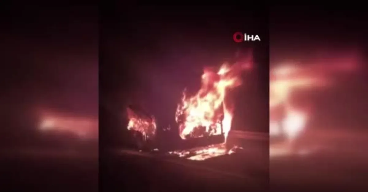 Ankara'da yolcu otobüsü alev alev yandı
