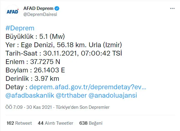 Son dakika | İzmir’de 5,1 büyüklüğünde deprem! AFAD Kandilli son depremler