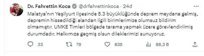 Malatya’da 5.3 büyüklüğünde deprem! İlk detaylar belli oldu! Son depremler listesi...
