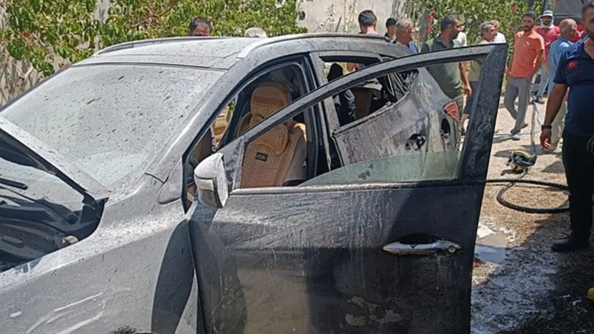 Van'da park halindeki araç alev alev yandı