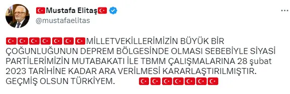 TBMM çalışmalarına verilen ara 28 Şubat’a kadar uzatıldı