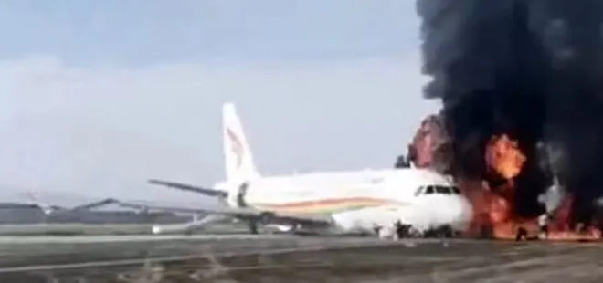 Son dakika: Çin’de yolcu uçağı kalkış sırasında alev aldı: 40’tan fazla yolcu yaralandı