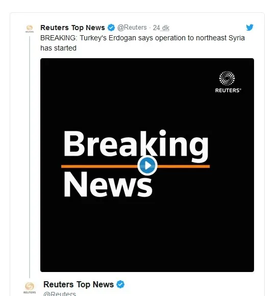 Son dakika: Başkan Erdoğan açıkladı! Barış Pınarı Harekatı’nı yabancı ajanslar böyle duyurdu