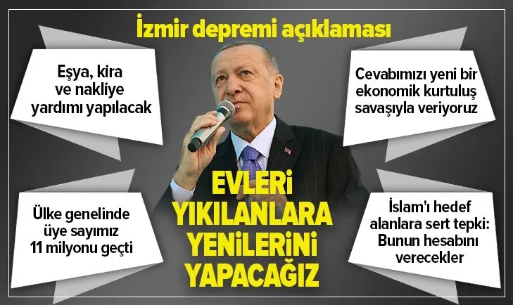 Başkan Erdoğan'dan İzmir depremi açıklaması