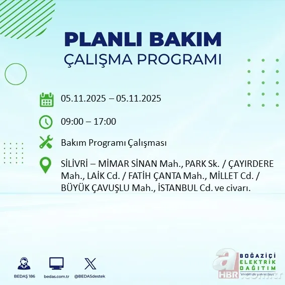 İstanbul’un 20 ilçesinde elektrik kesintisi! Güncel liste yayımlandı: Hangi ilçelerde kesinti olacak? 16