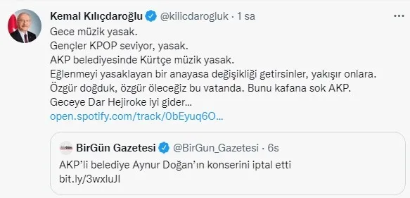HDP’nin yoldaşı Kemal Kılıçdaroğlu PKK elebaşı Öcalan posteri önünde konser veren Aynur Doğan’a kol kanat gerdi