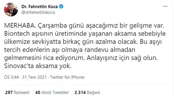 Sağlık Bakanı Fahrettin Koca'dan son dakika BioNTech ve Sinovac aşısı açıklaması: Randevusuz gelmeyin - 2