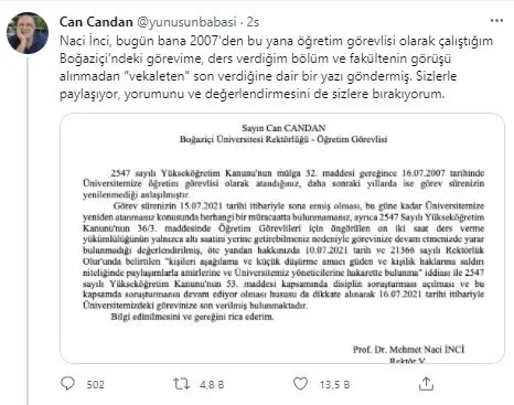 1626471024458.jpg Boğaziçi Üniversitesi'nde LGBT+ kulübüne danışmanlık yapan Can Candan'ın görevine son verildi: Sosyal medya üzerinden itiraz etti - 2