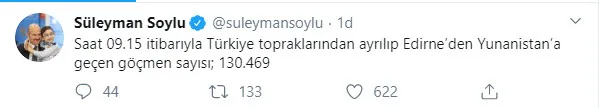 Son dakika: Bakan Soylu Yunanistan'a geçen göçmen sayısını açıkladı - 1