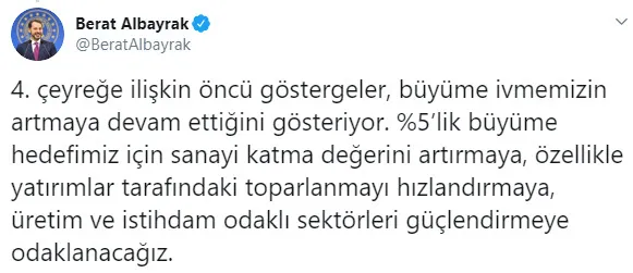 Son dakika: Berat Albayrak: Büyüme ivmemiz artmaya devam etti