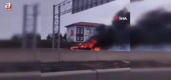 Pursaklar'da araç yangını kamerada