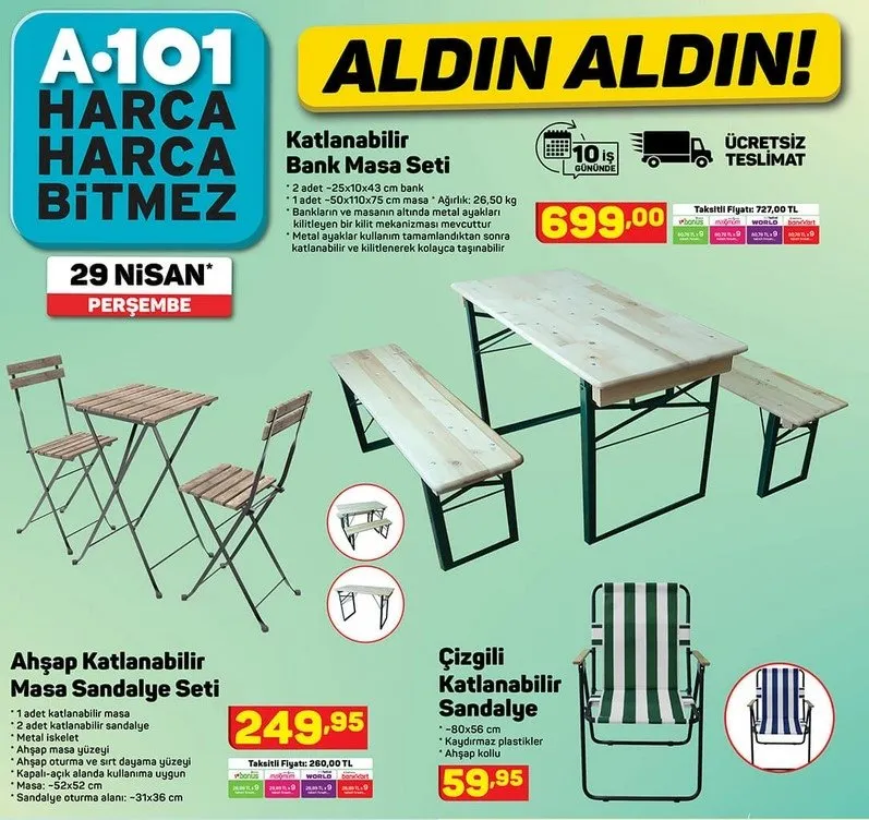 katlanir masa sandalye a101