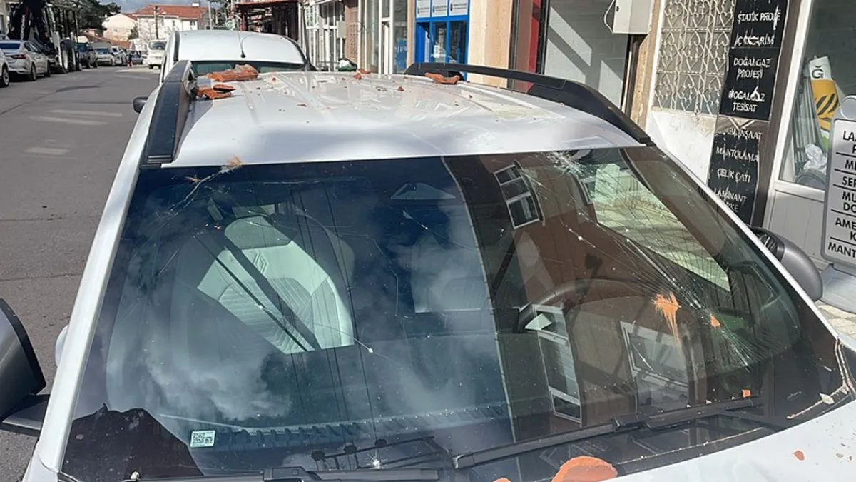 Çürüyen baca park halindeki otomobilin üzerine düştü