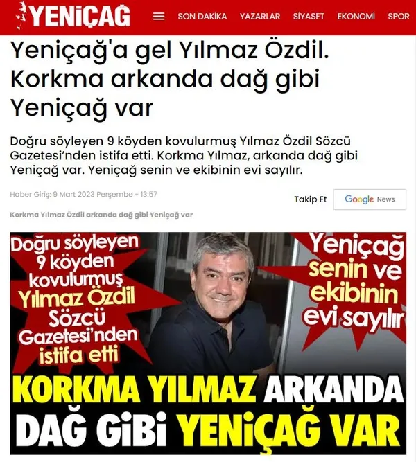 CHP yandaşı Yılmaz Özdil önce Sözcü TV’den şimdi de Sözcü Gazetesi’nden kovuldu! İYİ Parti yayın organı Yeniçağ arka çıktı