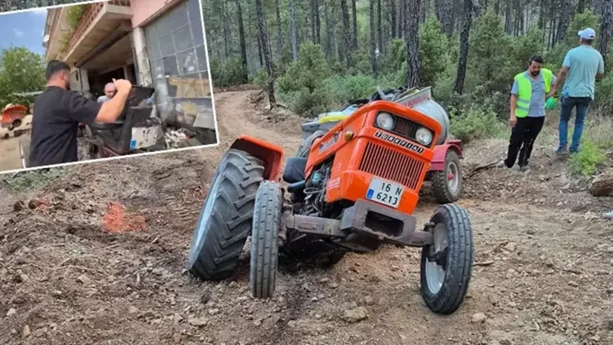 Çiftçinin yangın bölgesine su taşırken hasar gören traktörünü tamir ettirdi