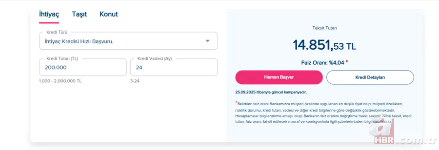 200 bin TL ihtiyaç kredisi için aylık taksitler kaç TL? Banka banka güncel kredi hesaplama… 6