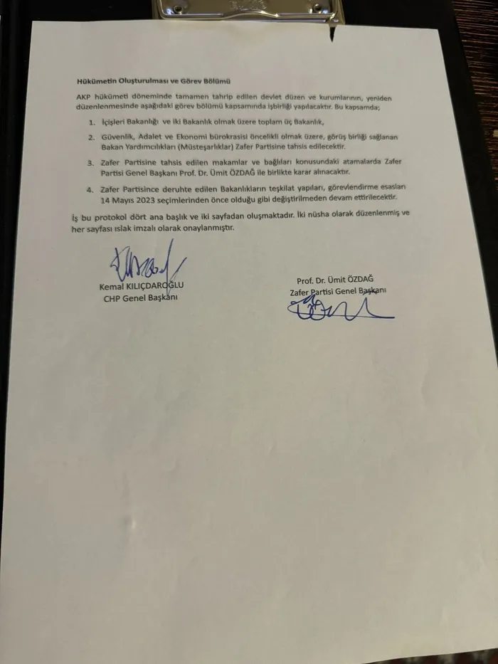 Protokol krizi! Kılıçdaroğlu inkar etti: Ümit Özdağ 3 bakanlığın yer aldığı belgeyi paylaştı