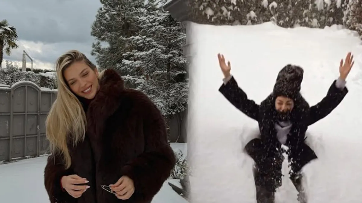 Ünlülerin kar sevinci: Yasemin Şefkatli’nin ikizleri doyasıya eğlendi