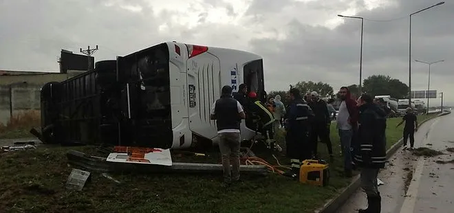 Son dakika: Çanakkale’de yolcu otobüsü devrildi! Yaralılar var