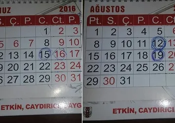 Tümgeneral Akkaya darbe girişimi gününü takviminde işaretlemiş