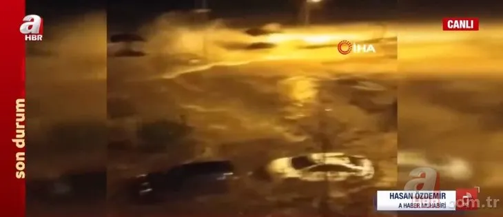 SON DAKİKA | Bursa Gemlik’te tsunamiyi andıran görüntüler! Araçlar ve dükkanlar sular altında...