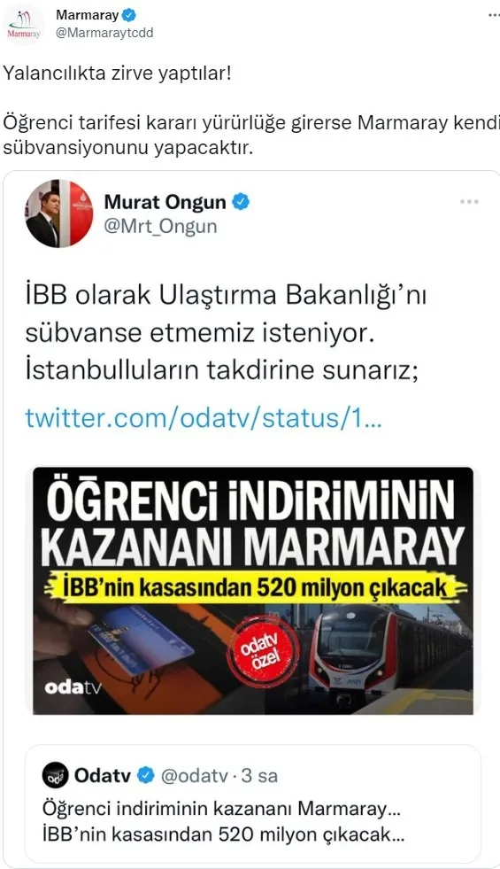 marmarayin-resmi-hesabindan-ibb-sozcusu-murat-onguna-subvanse-yaniti-yalancisiniz-1650042447433.jpg Marmaray'ın resmi hesabından İBB Sözcüsü Murat Ongun'a "sübvanse" yanıtı: Yalancısınız! - 1
