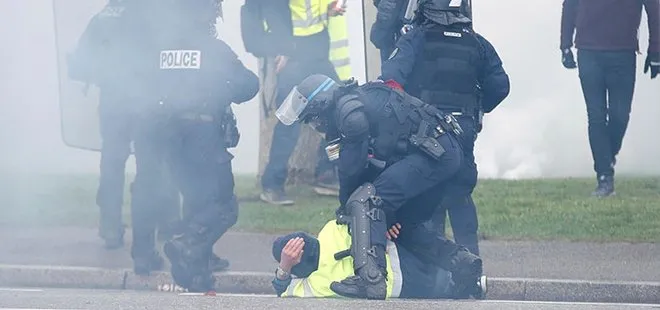 Sarı Yelekliler ve Fransız polisi yine çatıştı