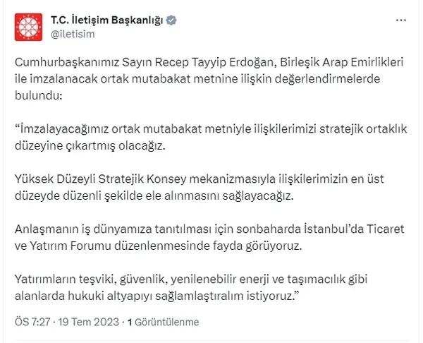 Başkan Erdoğan BAE Devlet Başkanı Al Nahyan ile görüştü ve imzalar atıldı! 50.7 milyar dolarlık anlaşma