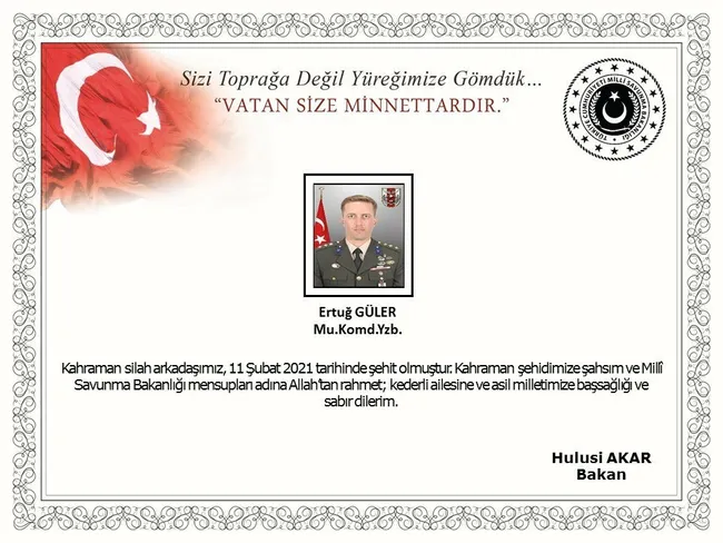 Pençe Kartal-2 Harekatı'nda yaralanan Yüzbaşı Ertuğ Güler şehit oldu - 1