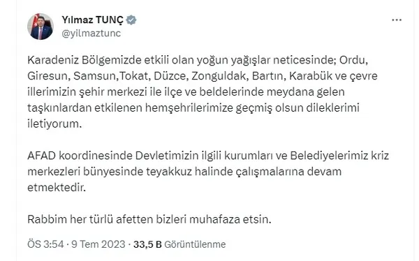 Sel bölgesinde son durum! Devlet tüm imkanlarıyla seferber oldu | Doğu Karadeniz’e flaş uyarı! Bakan Ali Yerlikaya duyurdu