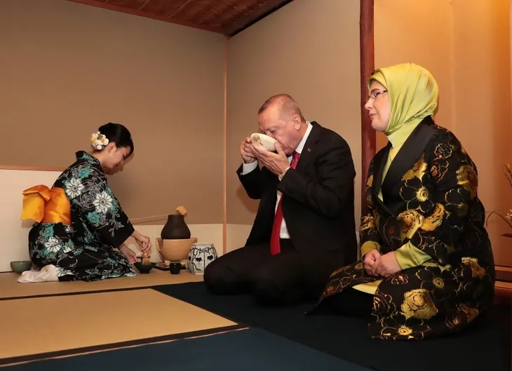 Başkan Erdoğan Japonya'da çay seremonisine katıldı