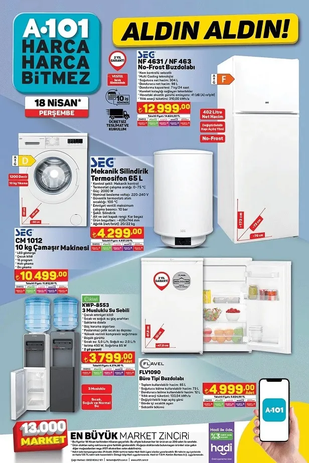 24 Nisan A101 aktüel ürünler kataloğu! A101’de 3 Musluklu Su Sebili, TV Box, Şarjlı Su Pompası, Apec 150 CC Motor uyguna satışta