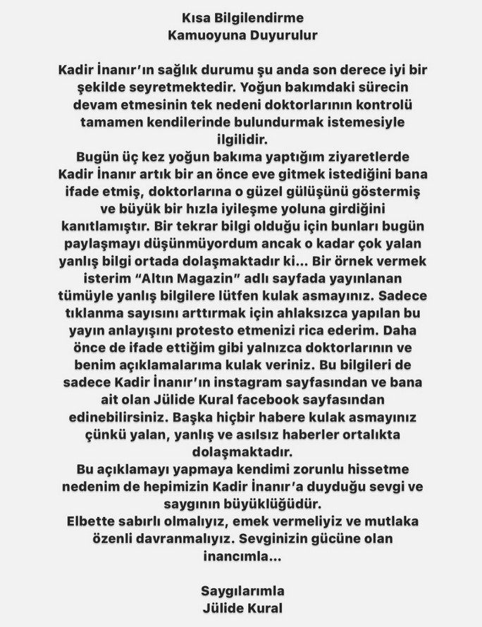 Kadir İnanır yoğun bakımdan çıktı mı? Doktorundan açıklama geldi! Usta oyuncunun sağlık durumu...