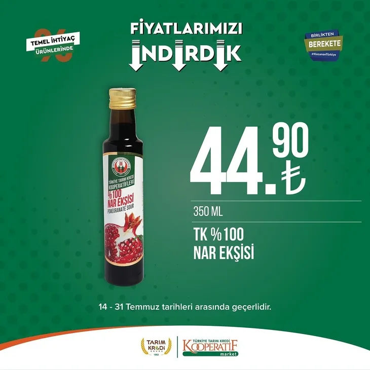Tarım Kredi Market indirimlerinde son 6 gün! Katalogda yok yok! Çamaşır deterjanı 99.90, Ayçiçek yağı 36.90, Süzme peynir 64.90, zeytin 57.90 TL...